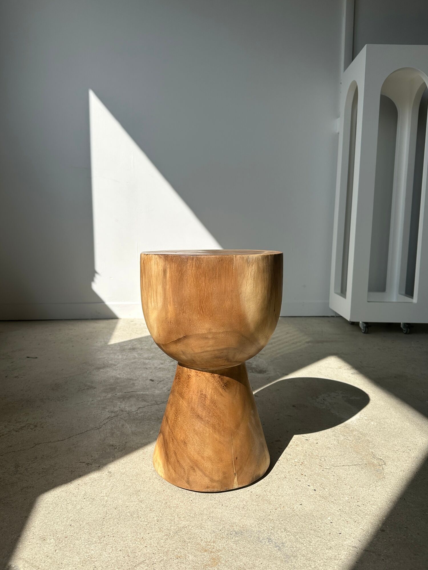 End of sofa, stool, modular furniture in monoxyl suar