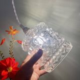 Vintage globe pendant light in transparent molded glass