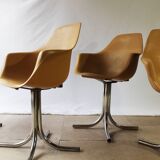 Set of 4 plastic dining armchairs 1960s