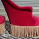 2 antique toad armchairs in red velvet