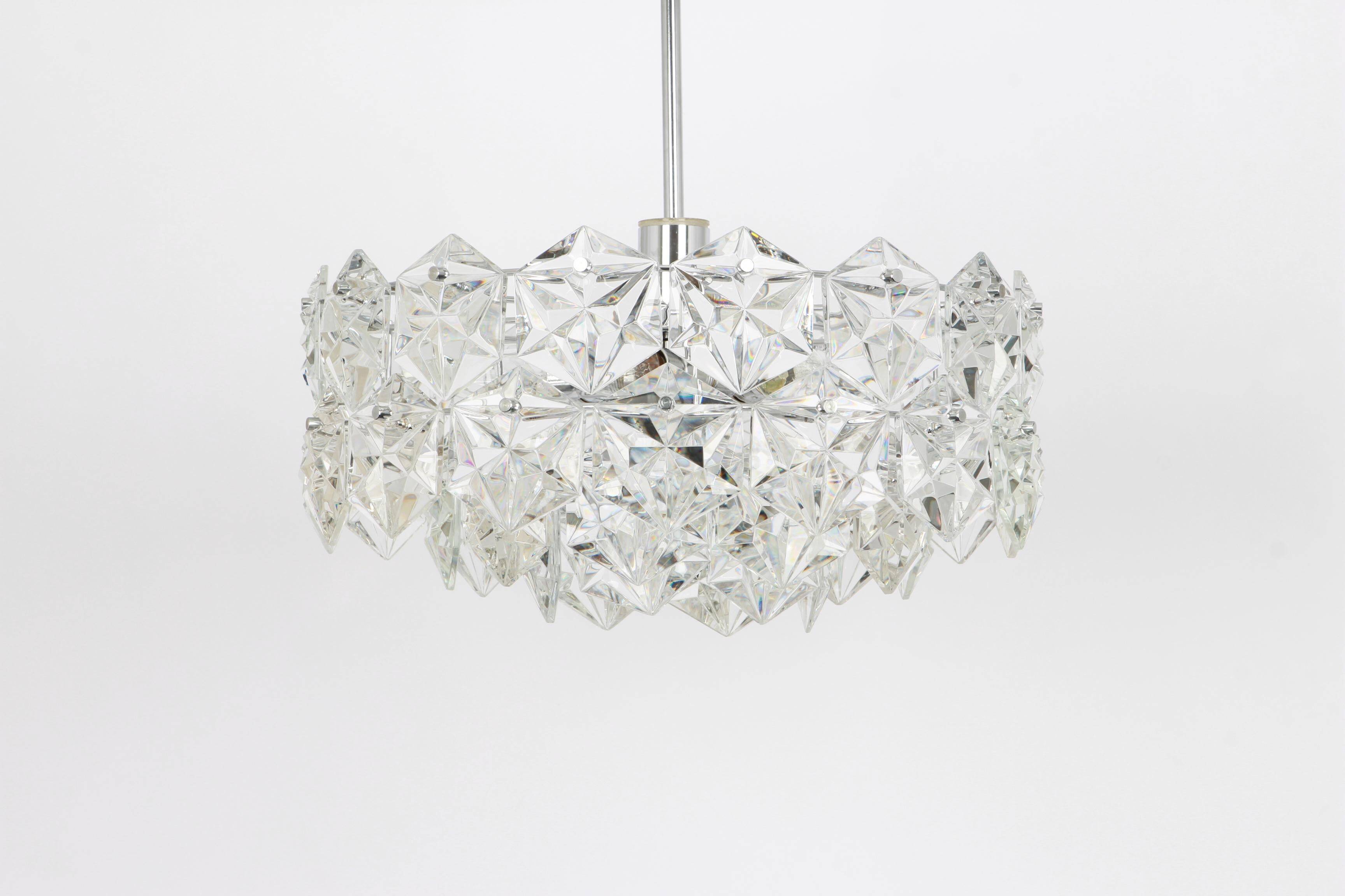 Kinkeldey suspension in chrome and crystal glass, Germany, 1970s.