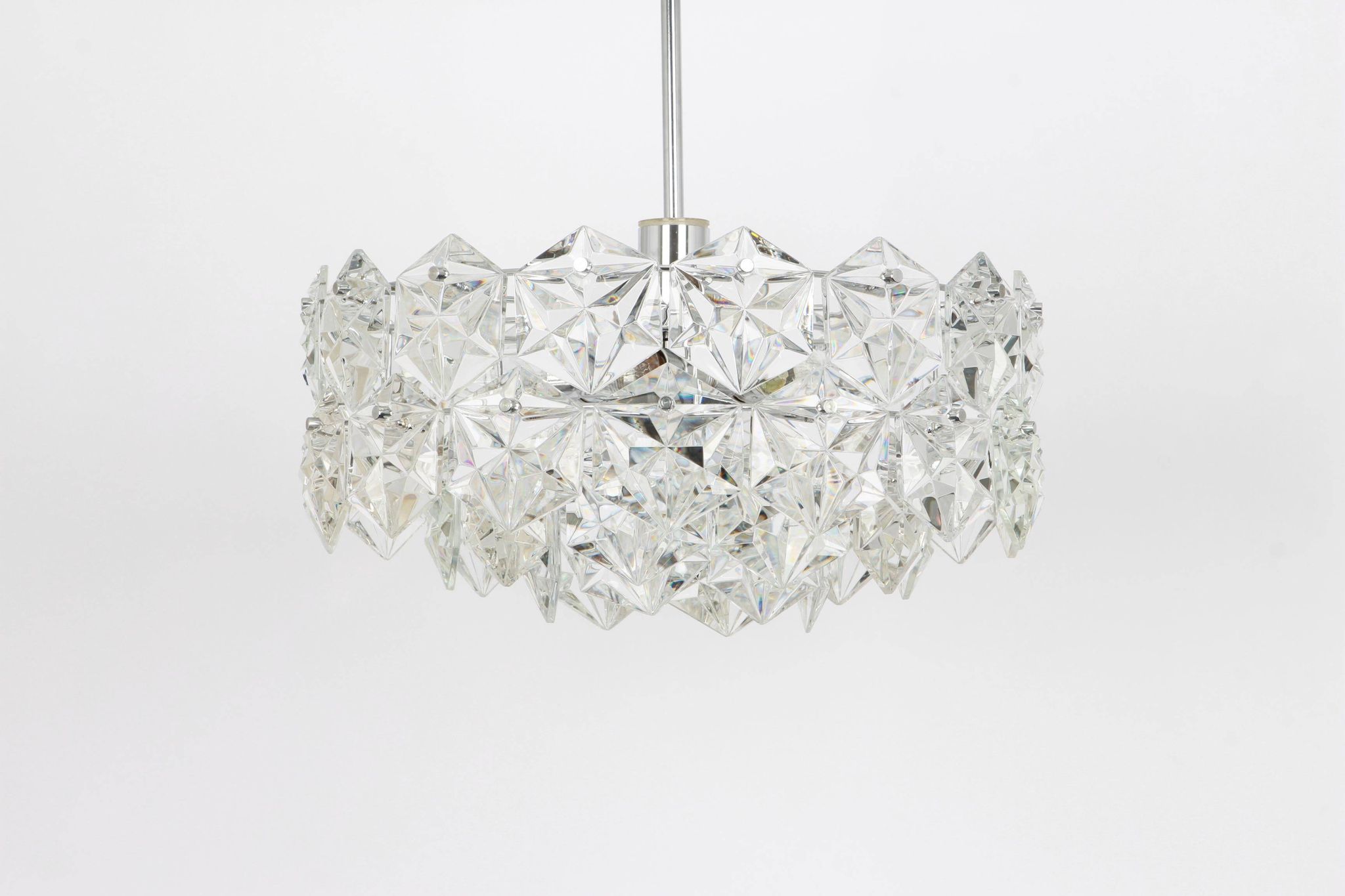 Kinkeldey suspension in chrome and crystal glass, Germany, 1970s.