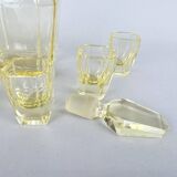 Art Deco Carafe Decanter with 6 Glasses, Labeled