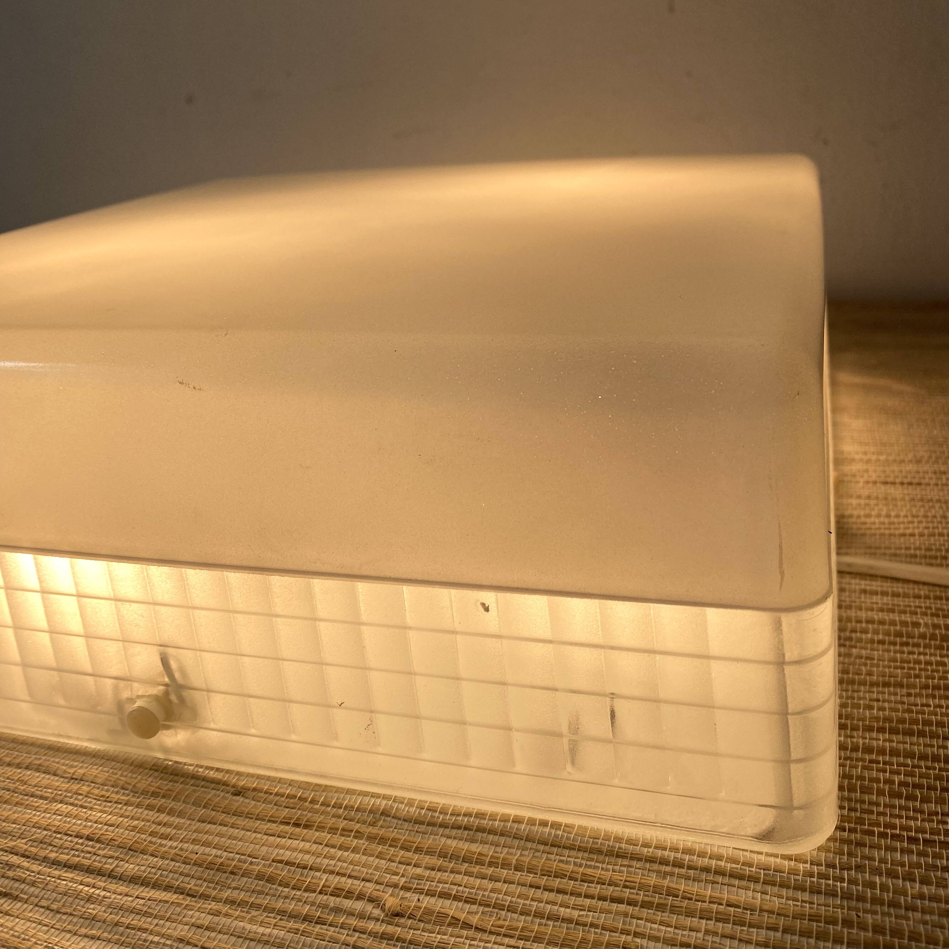 Square holophane ceiling light, industrial style, 1960s