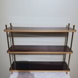 Étagère vintage à poser ou fixer en formica et laiton