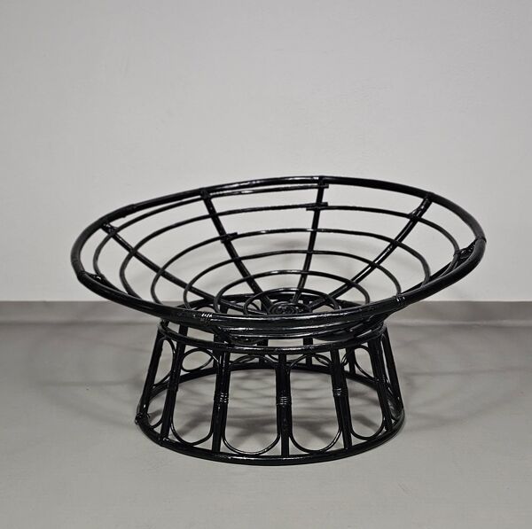 Chaise longue en rotin Papasan des années 1970