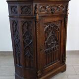 19th century carved walnut gothic storage unit