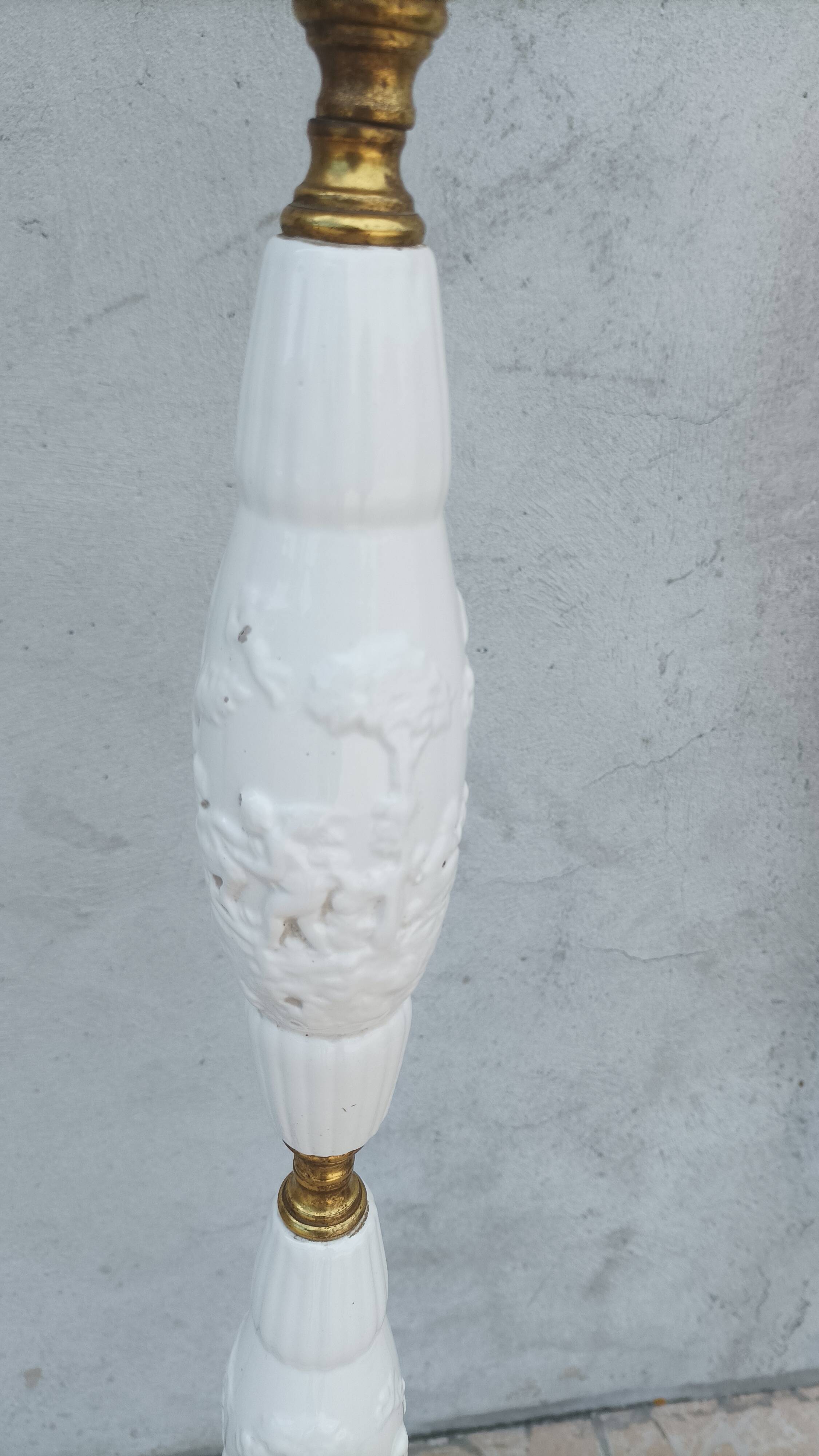 Halogen floor lamp from the 60s in marble ceramic and brass