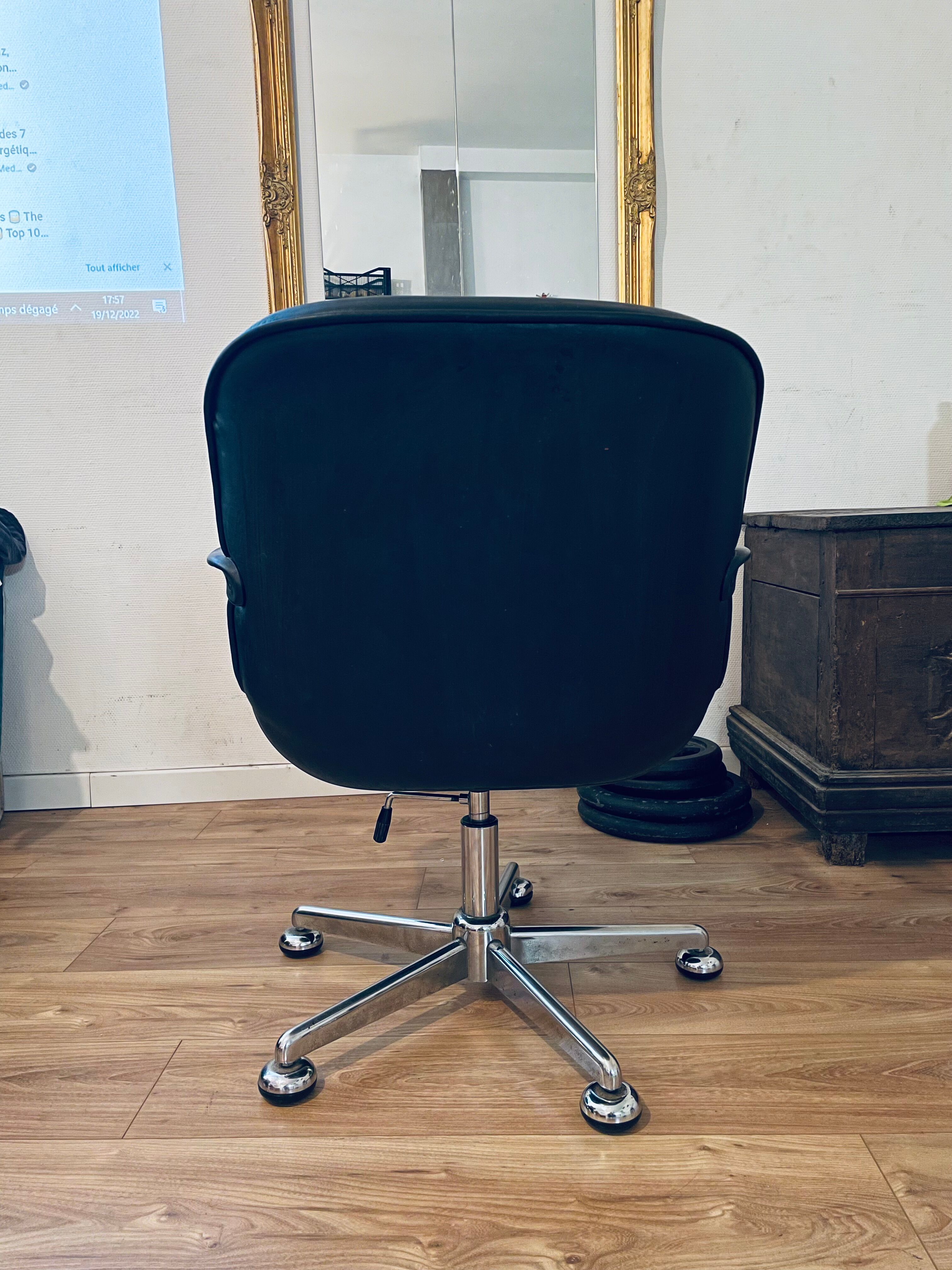 Vintage black leather armchair