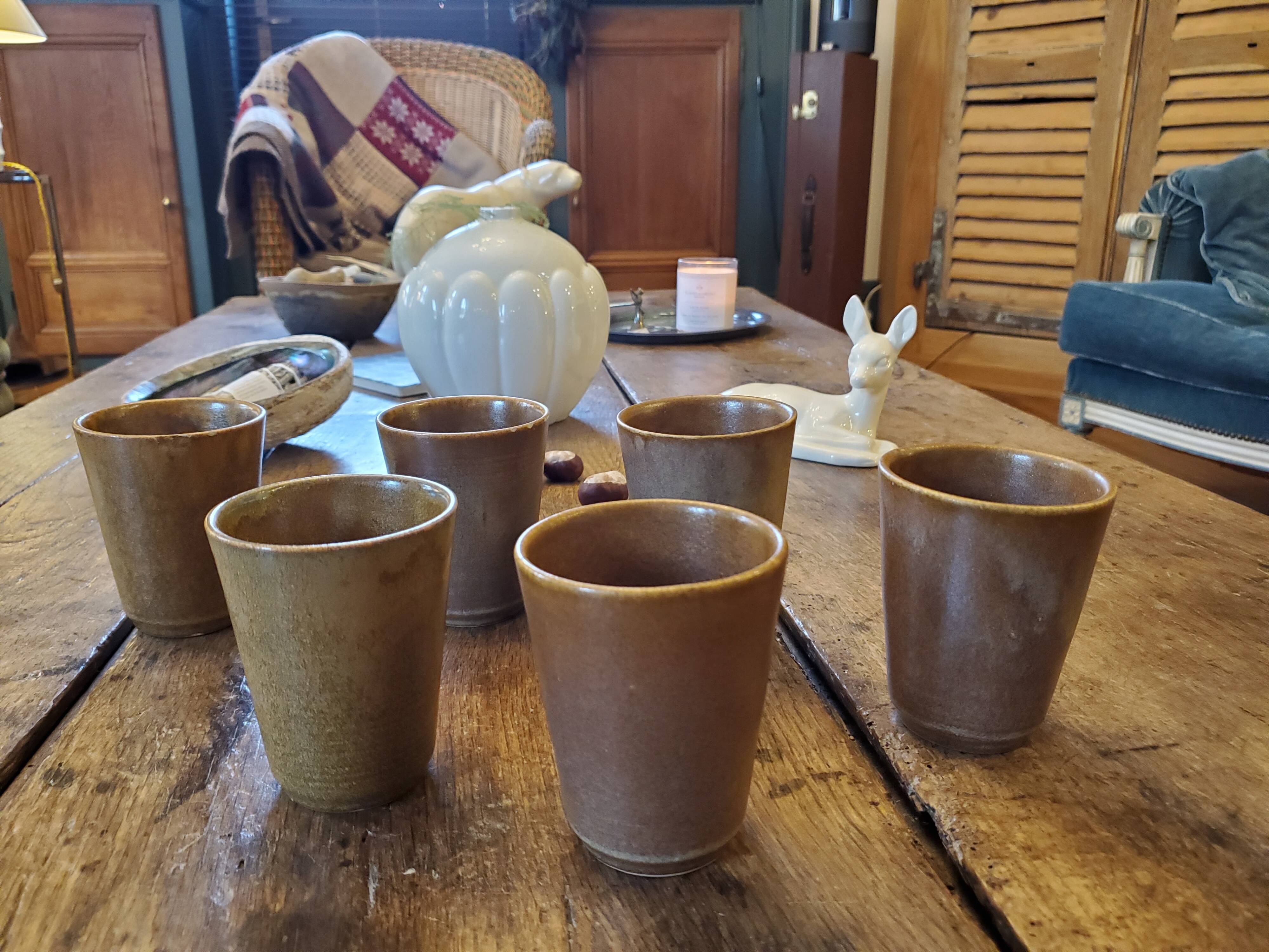 70's sandstone mugs