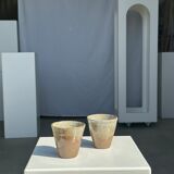 Set of 2 cups in Indonesian ceramic (brown & speckled glazed matte)