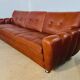 Retro vintage Danish 3 person Svend Skipper sofa in chestnut brown leather