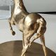 Large vintage horse in exercise figurine on oval base, in polished brass 26 x 19 cm
