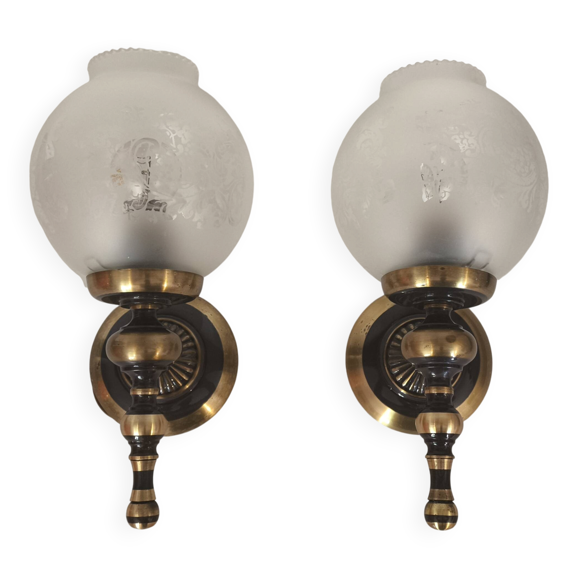 Two wall sconces Gold and Black – Globes-H30 cm-Socket-E27