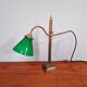 Bronze desk lamp with a green opaline conical shade, 1920.