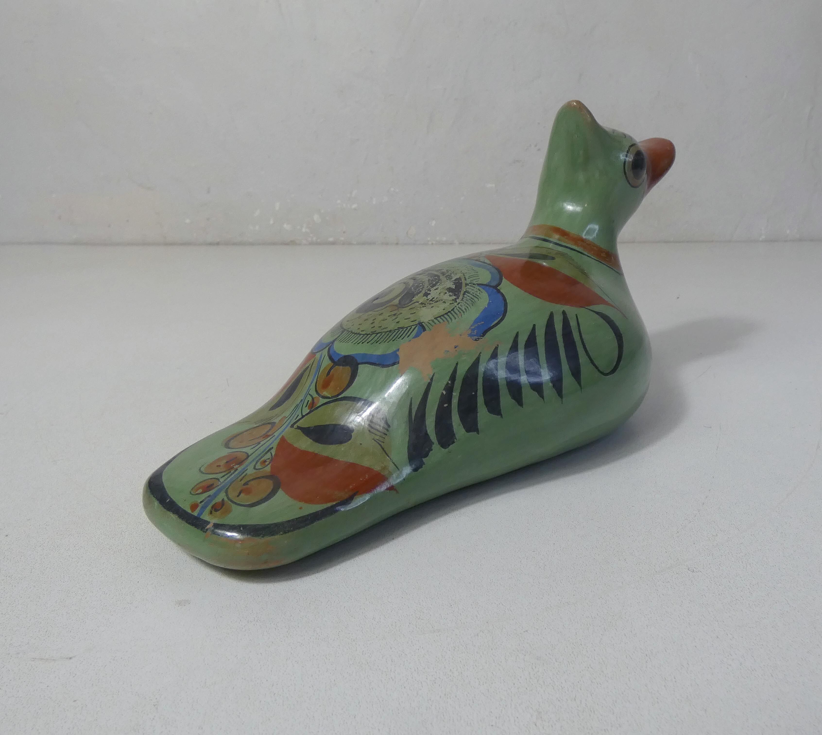 Ancient glazed terracotta mexico bird folk art vintage