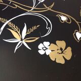 Coffee table, year 60, black with floral patterns