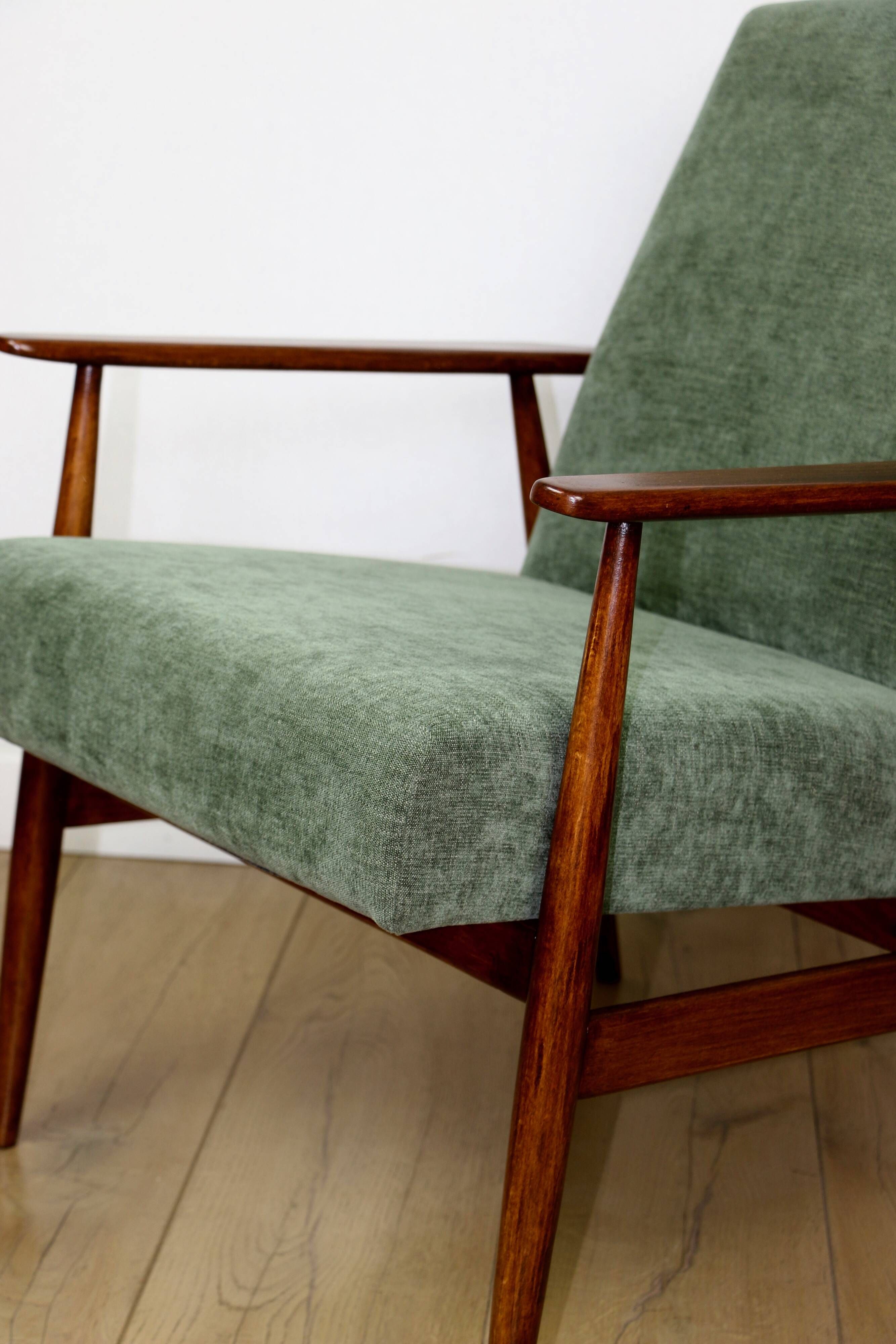 Armchair 'Lis', 1970s olive green design by Henryk Lis - 2 pieces available