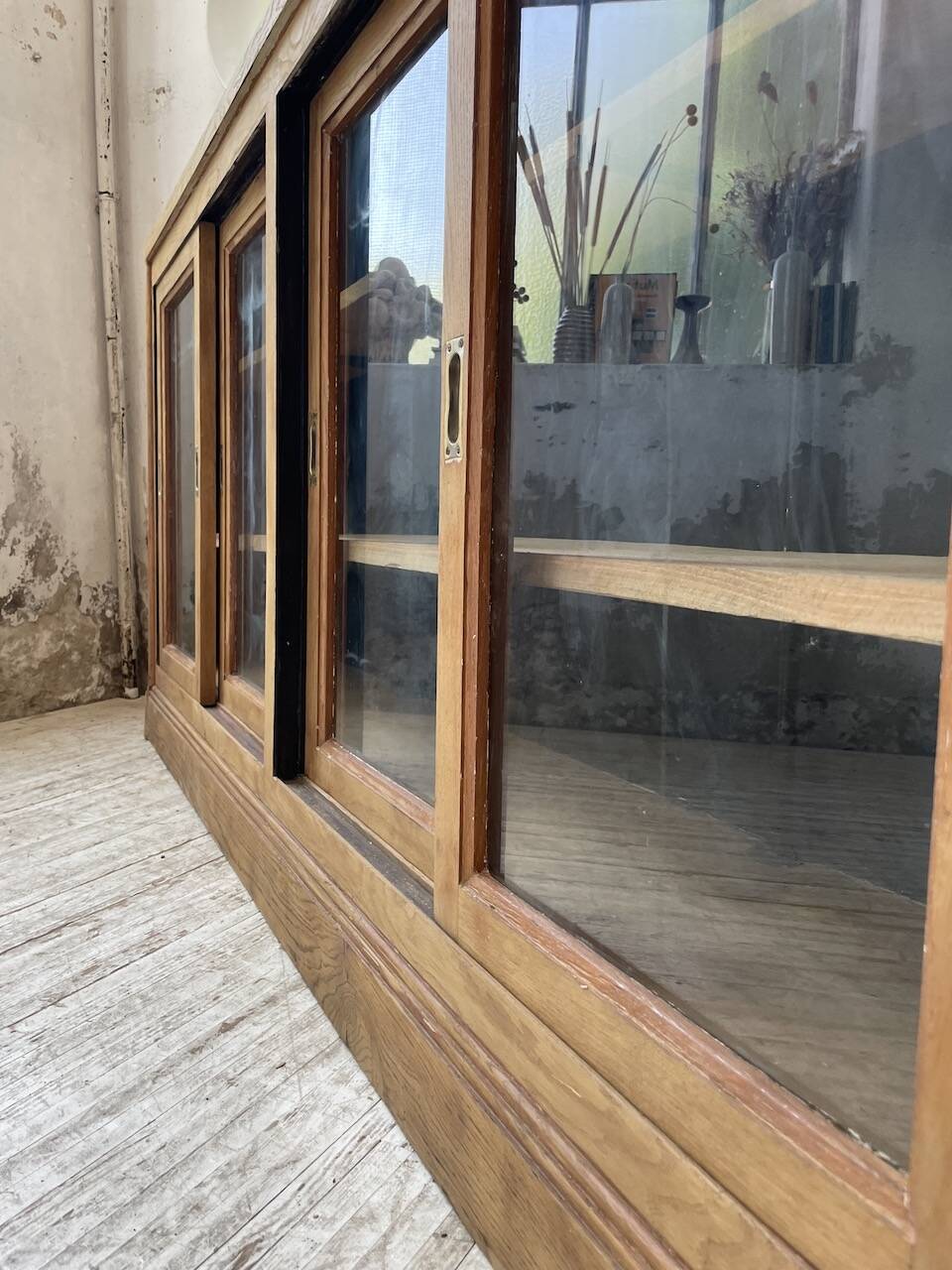 Oak sideboard with glass doors
