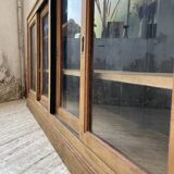Enfilade meuble de métier chêne portes vitrées