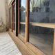 Oak sideboard with glass doors