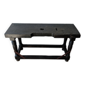 Console / old solid wood jeweler's workbench, turned legs
