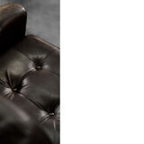 Vintage Mid-Century Modern Brown Leather Heart-shaped Lounge Chair, 1960s, Set of 2