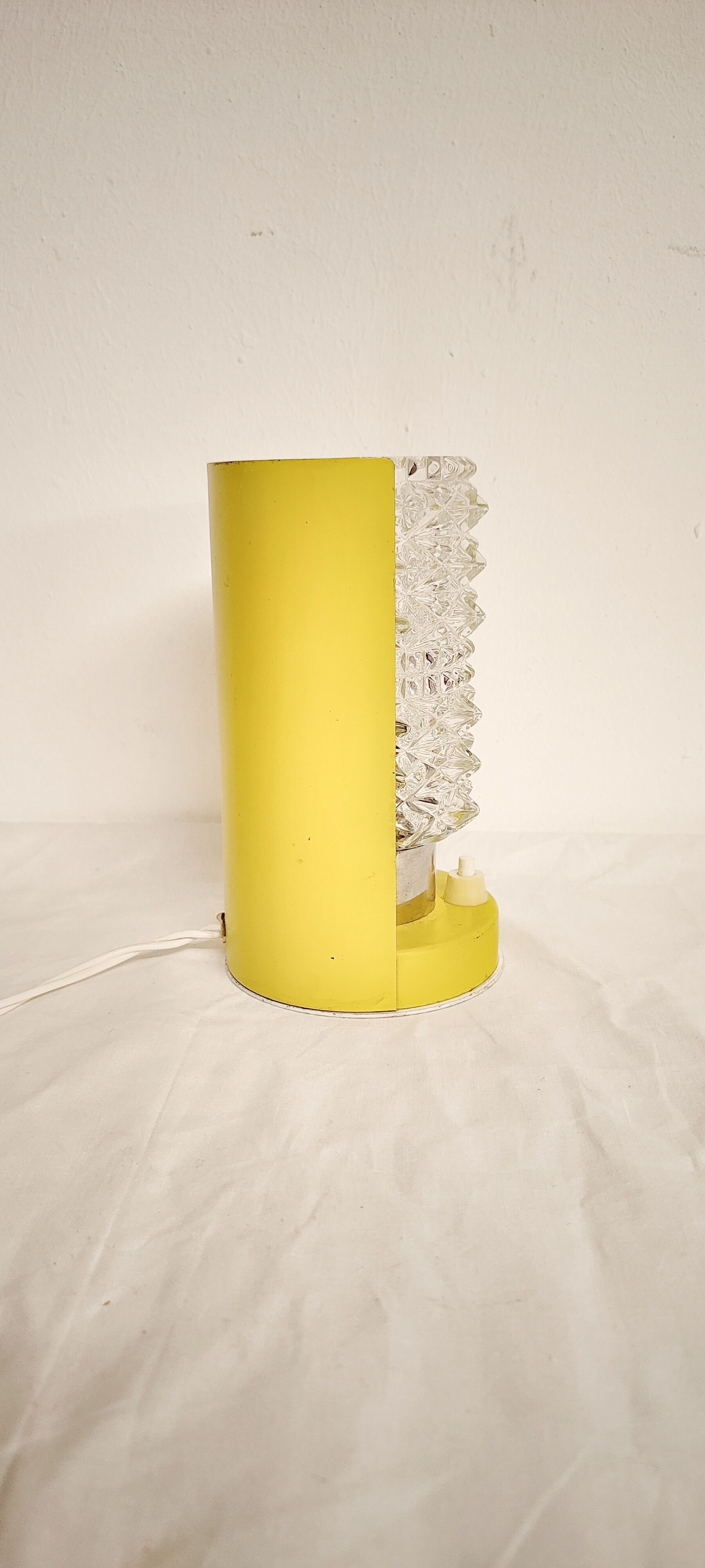 Metal and glass table lamp. Spain, 1970s.