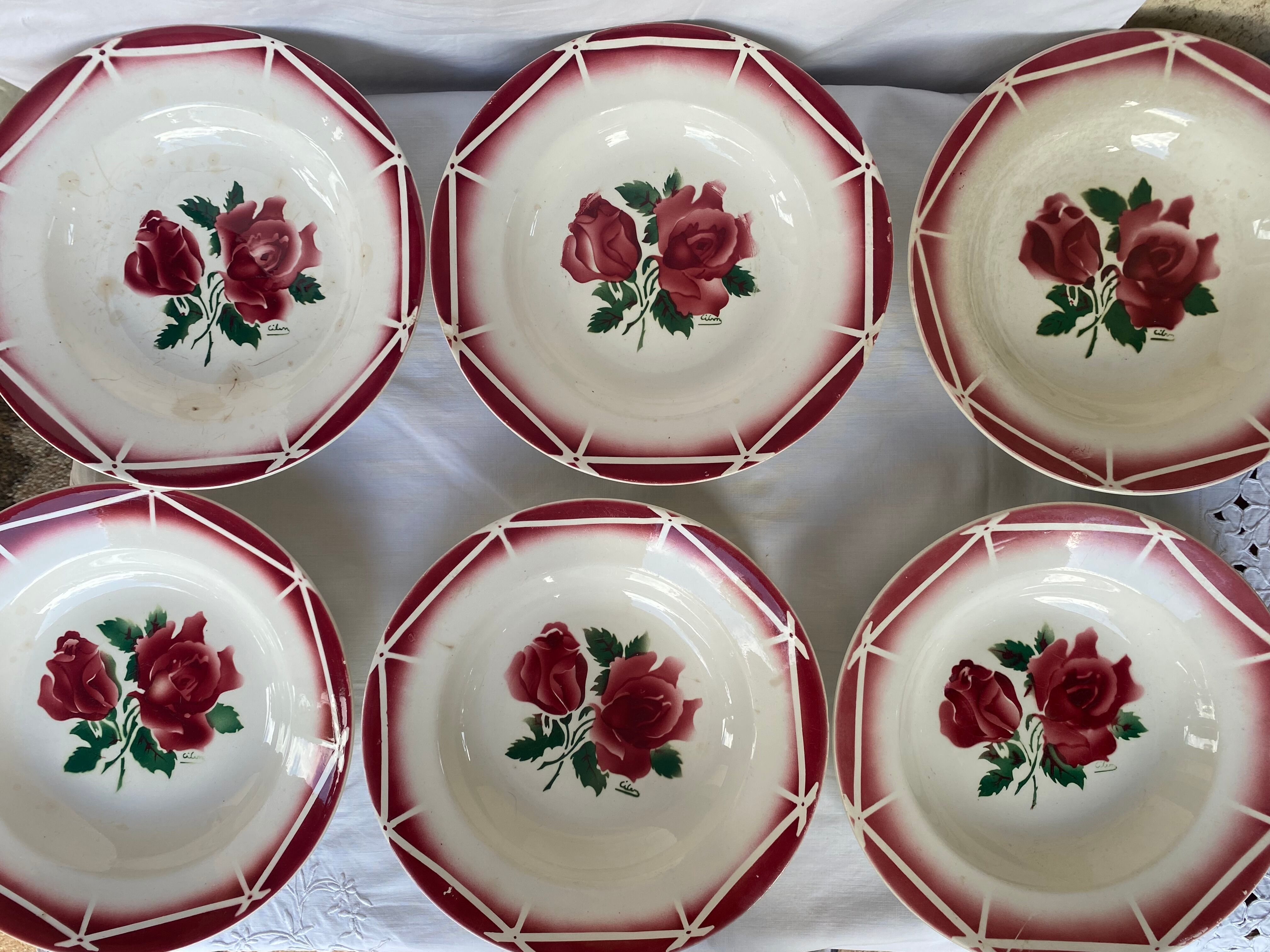 Lot 6 plates Digoin Sarreguemines