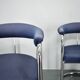 Anton Lorenz for Thonet "Ss33" Set of 4 chrome Armchairs in blue fabric , 1970s