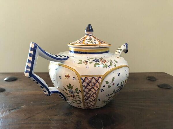 Antique Henriot Quimper Faience Coffee Set, Breton Folk Art, 1893-1904