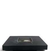 Black and blue marble coffee table with chrome base, designed by Willy Rizzo.