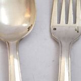 CHRISTOFLE, Atlas cutlery - fork and spoon in silver metal with DB monogram