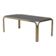 Table basse vintage des années 1970 au design italien en laiton doré et verre fumé.