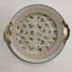 Dessert service, cake service, flowers and gilding, 6 plates and a vintage pie dish.