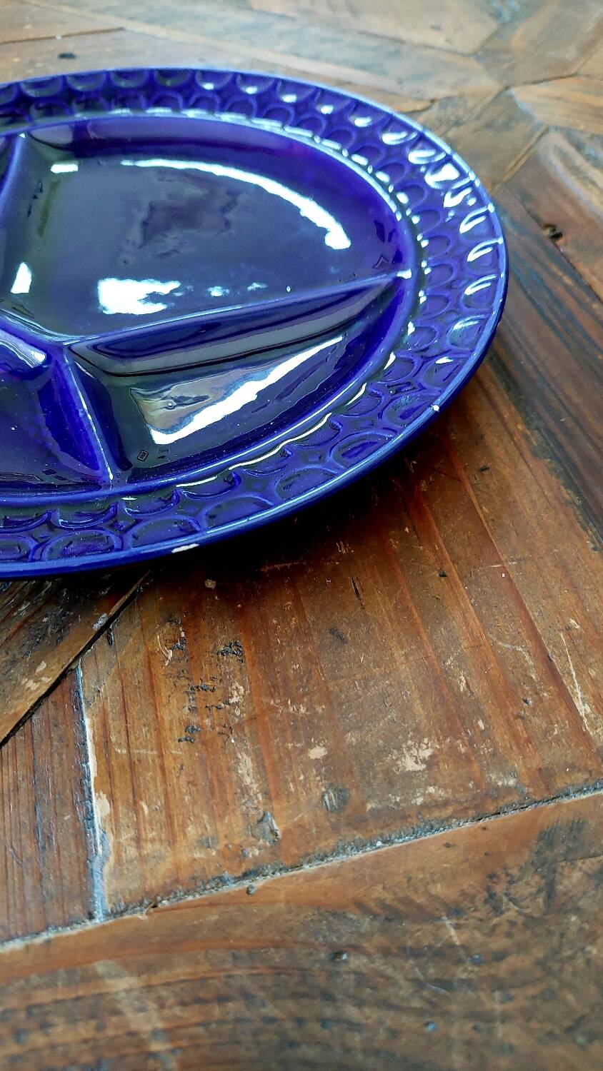 Set of 6 Sarreguemines plates for Burgundy fondue