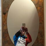 Oval mirror in frame metal rectangular 70x45cm