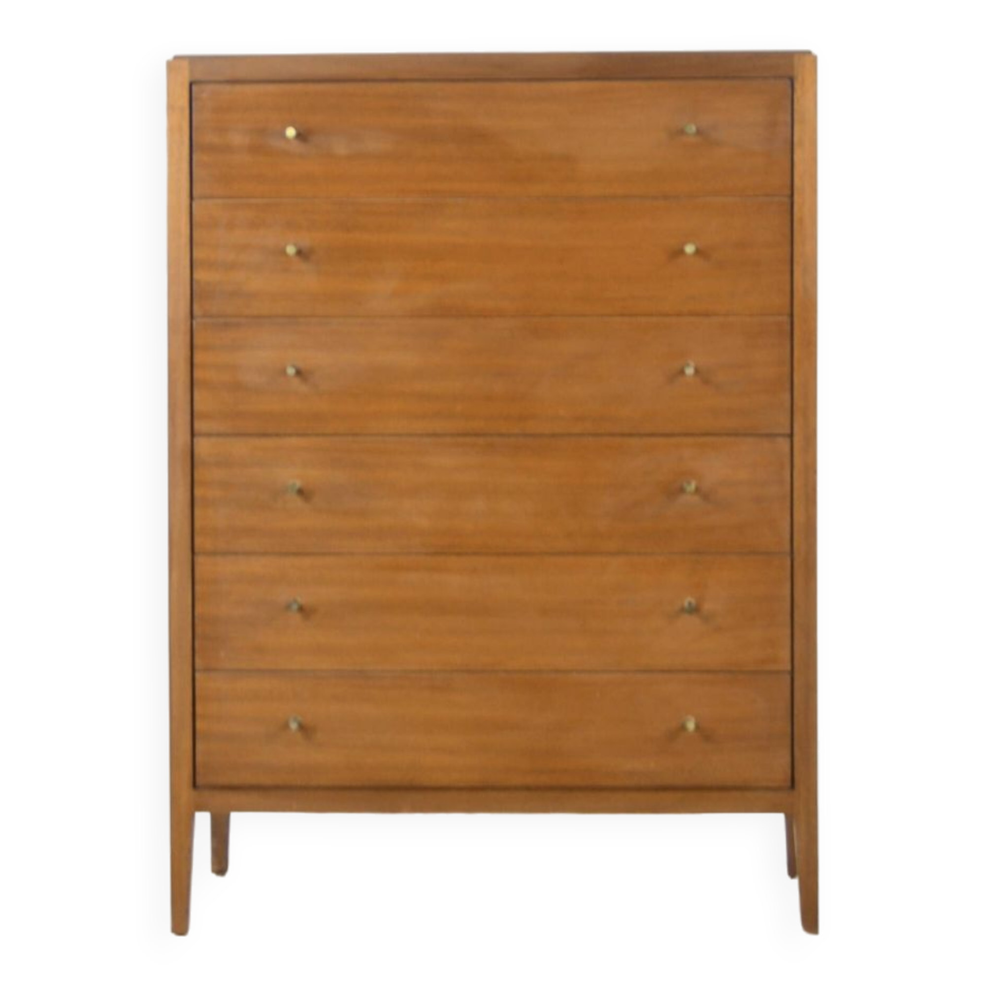 Commode / Tallboy vintage du milieu du siècle « Heal » en noyer. Style moderne/danois.