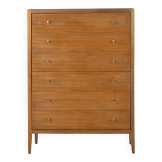 Commode / Tallboy vintage du milieu du siècle « Heal » en noyer. Style moderne/danois.