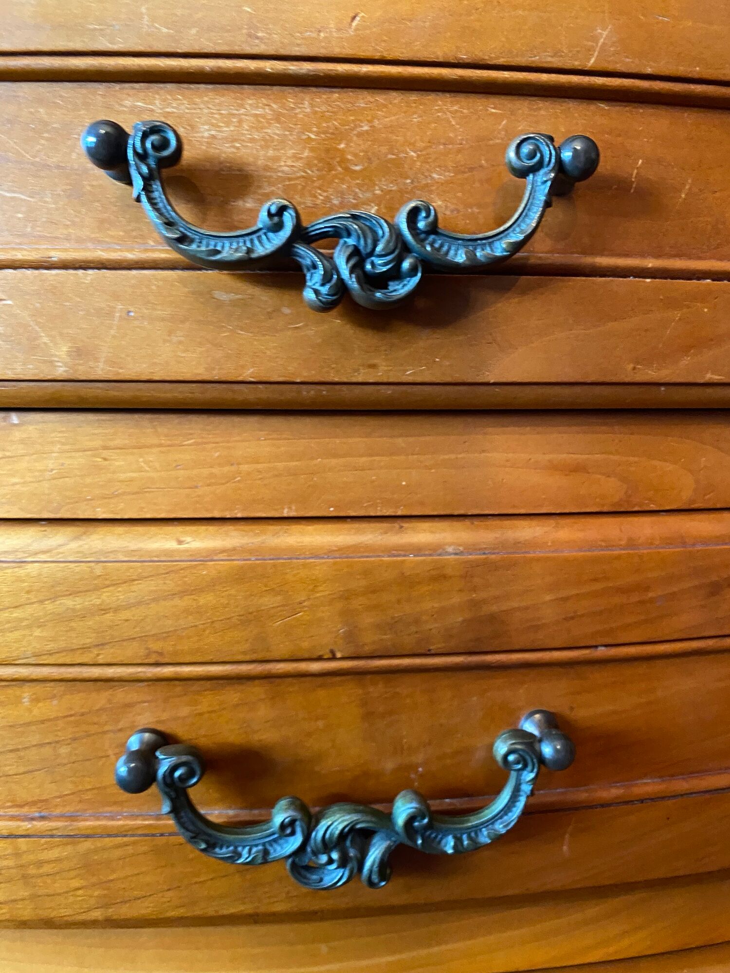 Low Provençal-style buffet of louis XV style in cherry wood, 3 doors