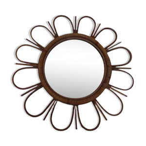 Miroir rotin forme de - fleur
