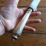 Old meat knife nineteenth century handle silver filled chiseled punch