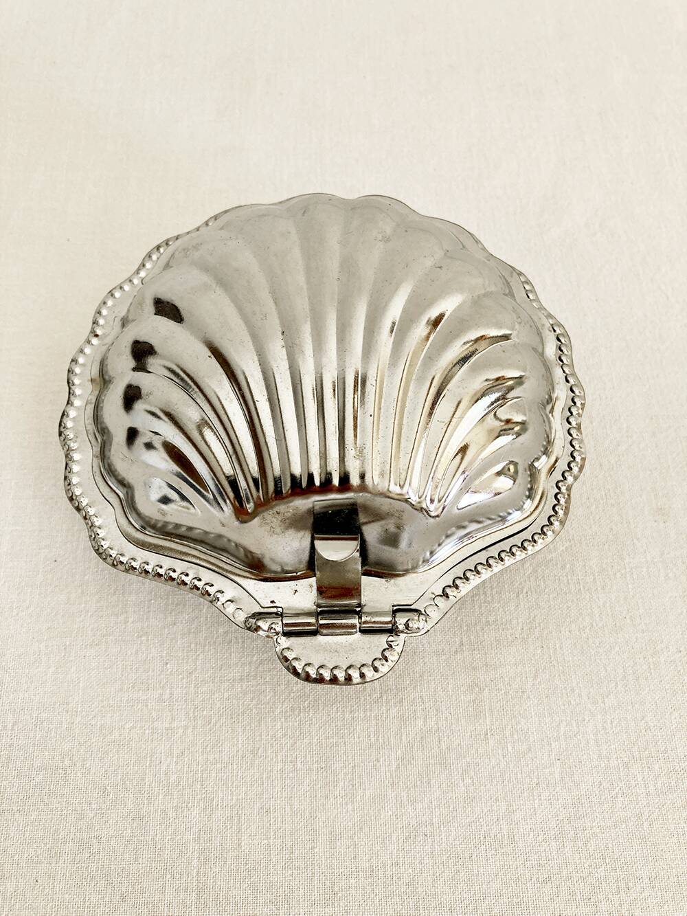 Silver-plated shell butter dish, 1950s