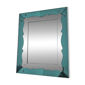 Miroir turquoise vert style Hollywood regency