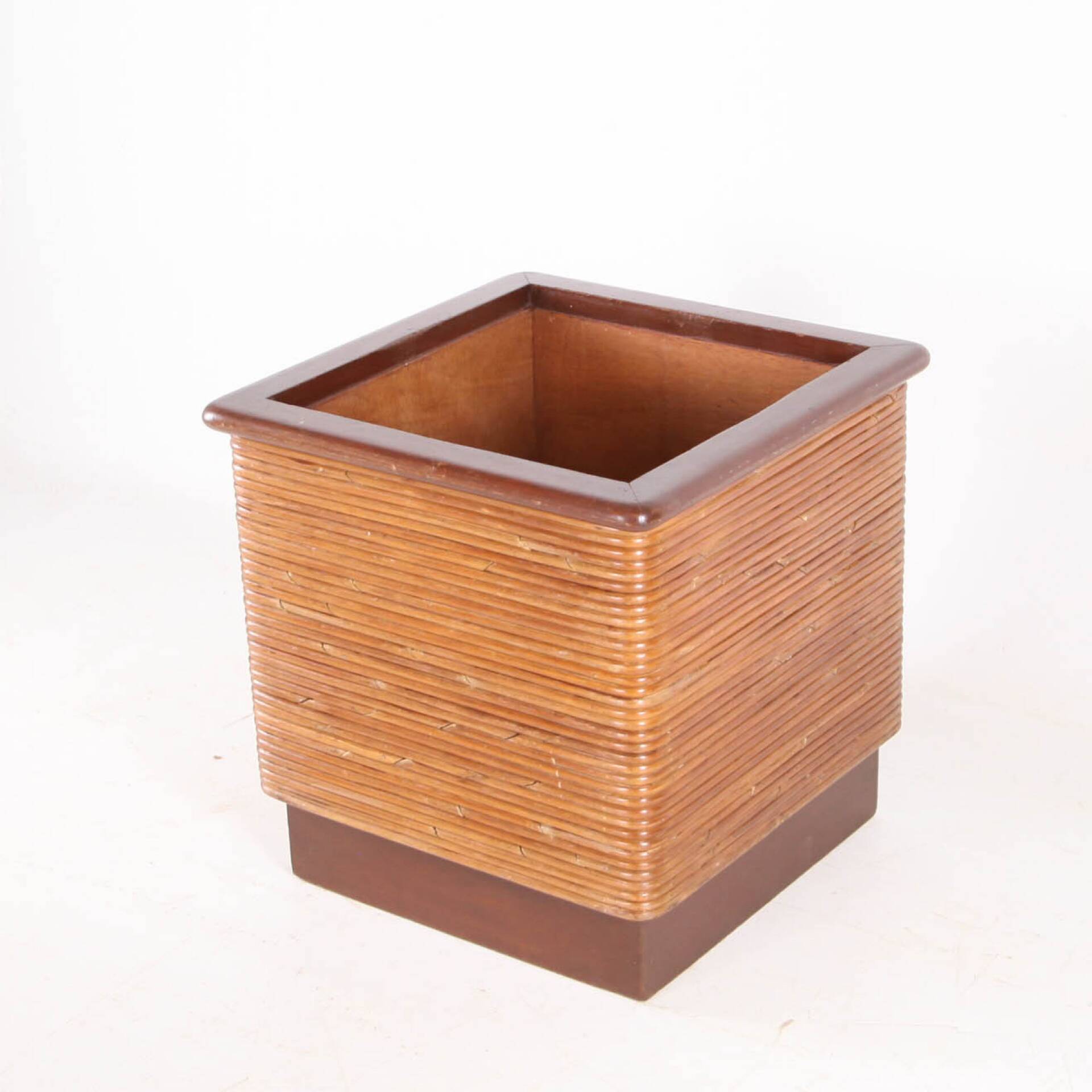 Rattan and wood planter