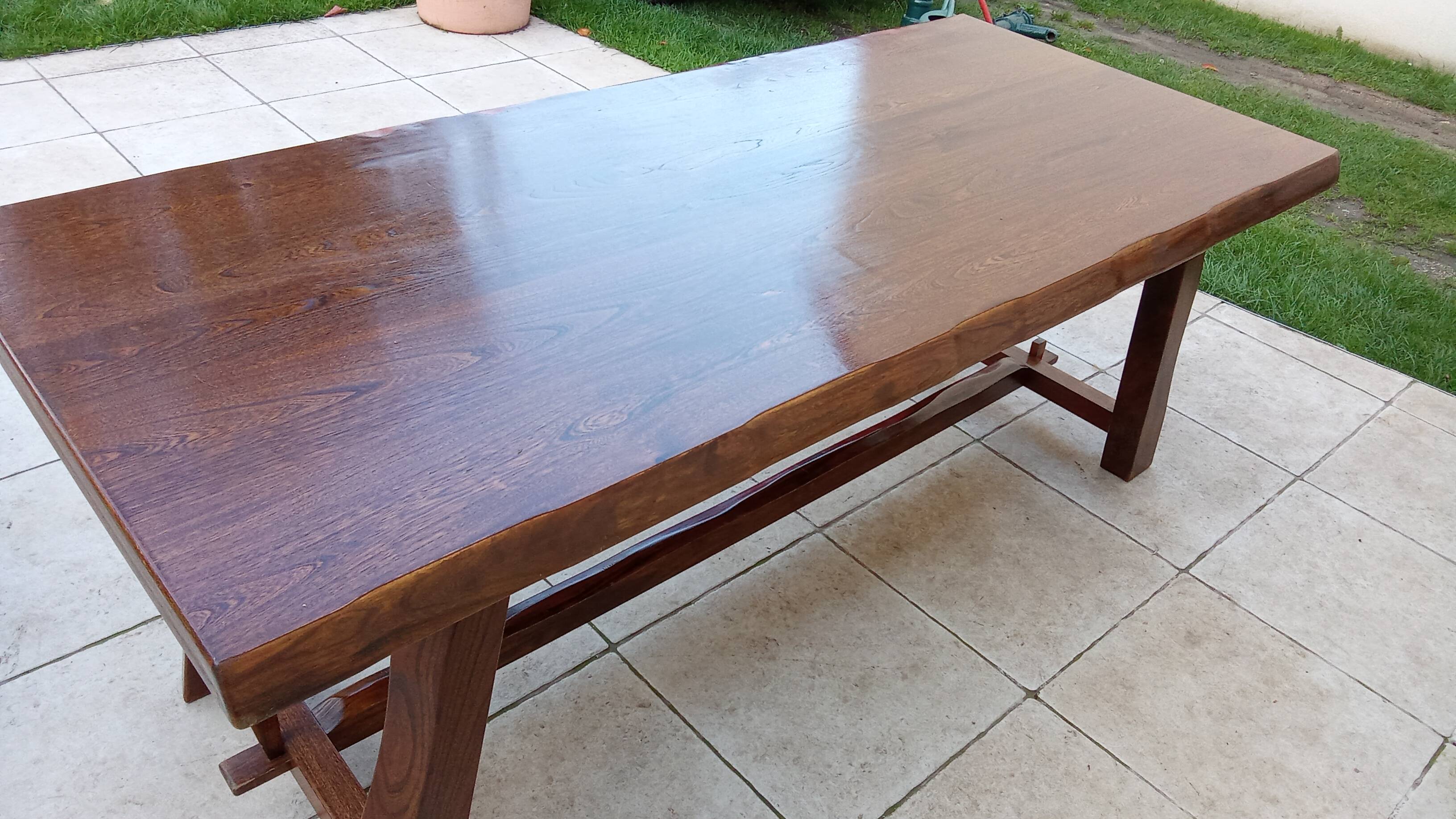 Vintage Scandinavian Brutalist Elm Farmhouse Table