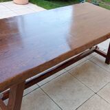 Vintage Scandinavian Brutalist Elm Farmhouse Table