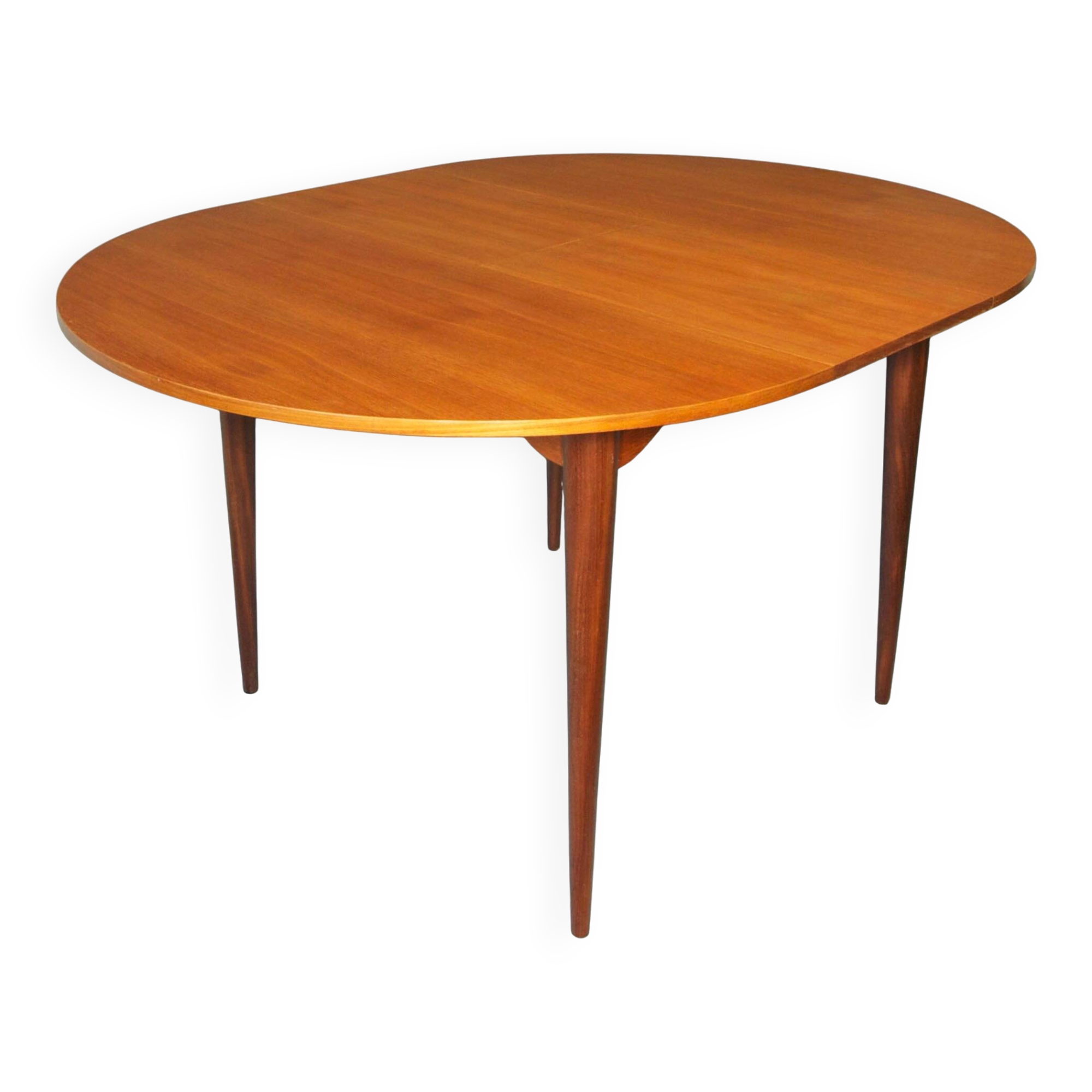 Italian circular teak extendable dining table, 1960s