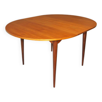 Table à manger extensible en teck circulaire italienne, années 1960