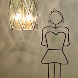 Vintage handmande octagonal glass and brass pendant lantern, Italy